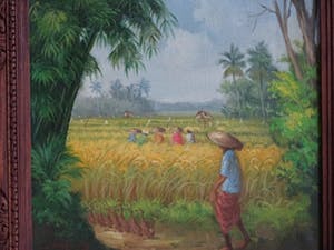 Niet of onleesbaar gesigneerd - Bali, Indonesië, Landarbeiders, olie op doek kopen? Bied vanaf 10!