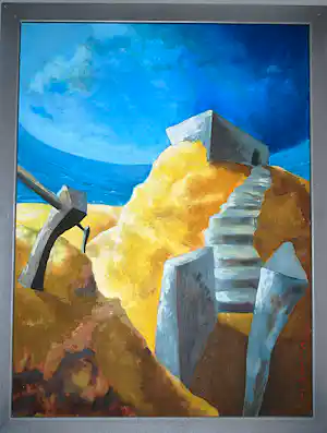 Eric Hercules - Bunker op Loodsmansduin, Texel - olieverfschilderij 2000 verkauft für € 155!