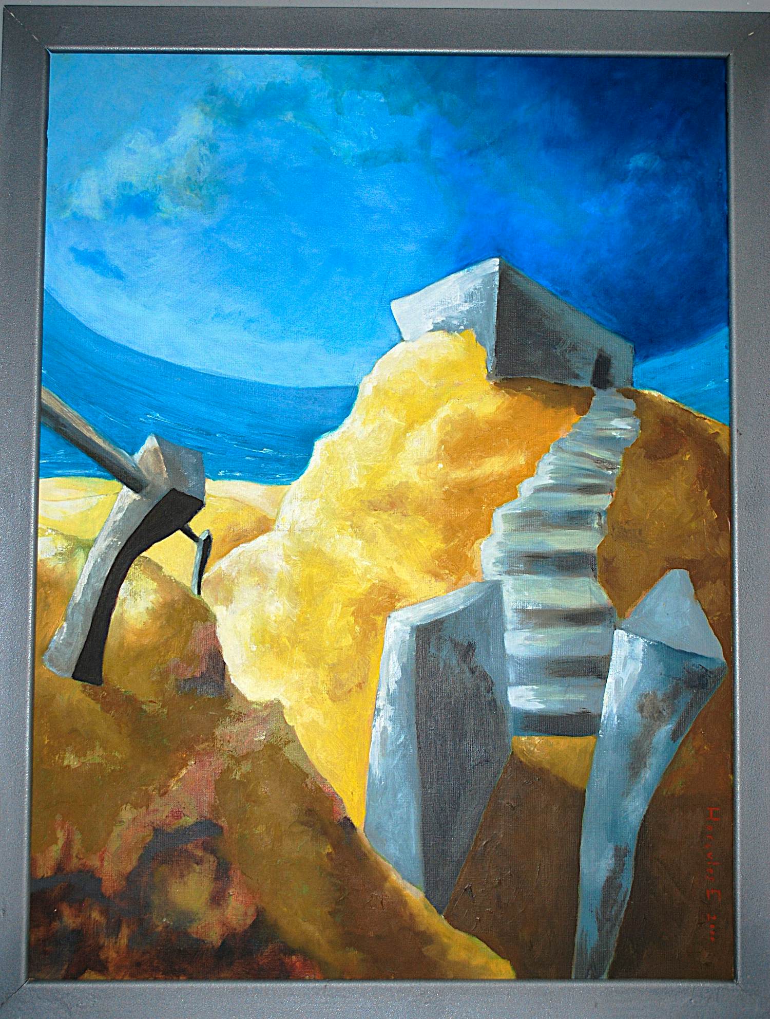 Eric Hercules - Bunker op Loodsmansduin, Texel - olieverfschilderij 2000 kopen? Bied vanaf 125!