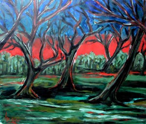 Leendert van Lier - acryl op papier: bomen kopen? Bied vanaf 75!