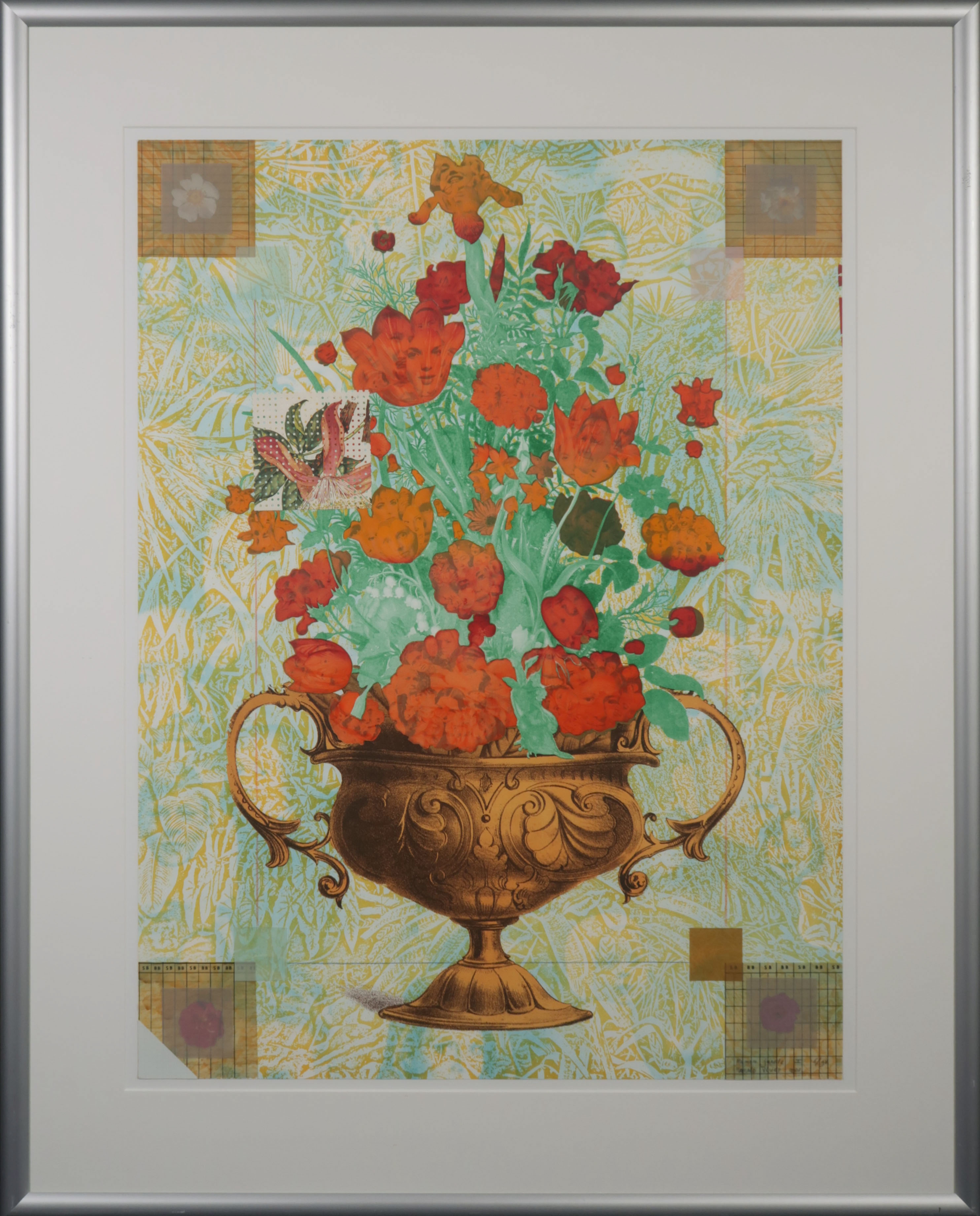 Harald Vlugt - Zeefdruk en Collage, Human Jungle I - Ingelijst verkocht voor € 40!