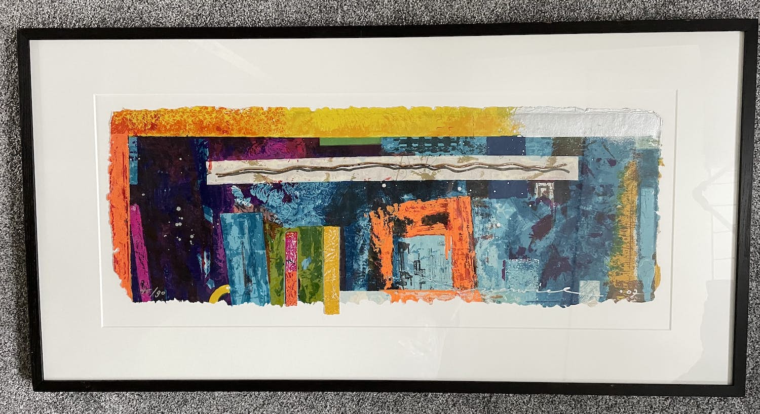 Jos Verwiel - Zeefdruk, Blue print ll - Ingelijst (Groot) verkocht voor € 40!