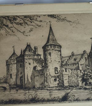 Jan Poortenaar - 2 x Ets , Molen en Kasteel – gesigneerd – ca 1930 kopen? Bied vanaf 35!