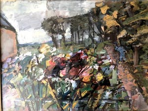 Agnes van den Brandeler - Bloemenveld - Gouache, Ingelijst kopen? Bied vanaf 280!