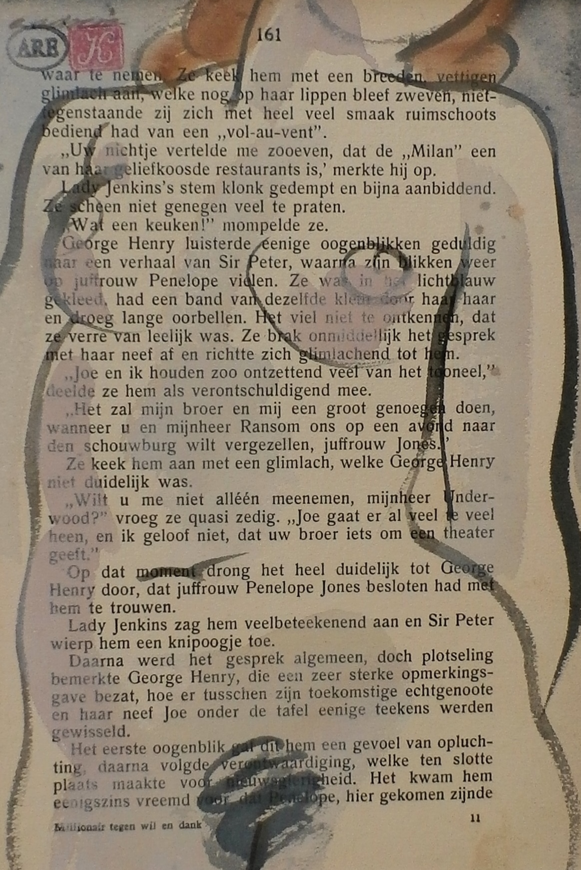 Enric Adsera Riba - Aquarel met tekst: Miljonair tegen wil en dank verkocht voor € 55!