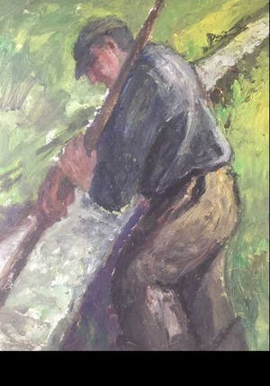 Piet Kloes - punterende boer in polderlandschap kopen? Bied vanaf 1!