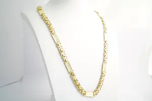 116- Lang en zwaar (100+gr) 18krt geel-gouden Konings collier - plat model kopen? Bied vanaf 3940!