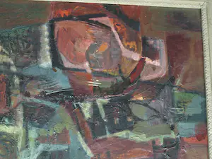 Kor Heemsbergen - Olieverf op paneel, Land voor 2 mensen – ca. 1960 - Ingelijst kopen? Bied vanaf 150!