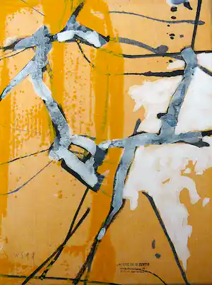Willem Snitker - Zonlicht in tuin (2) -acryl 1999- verkauft für € 50!