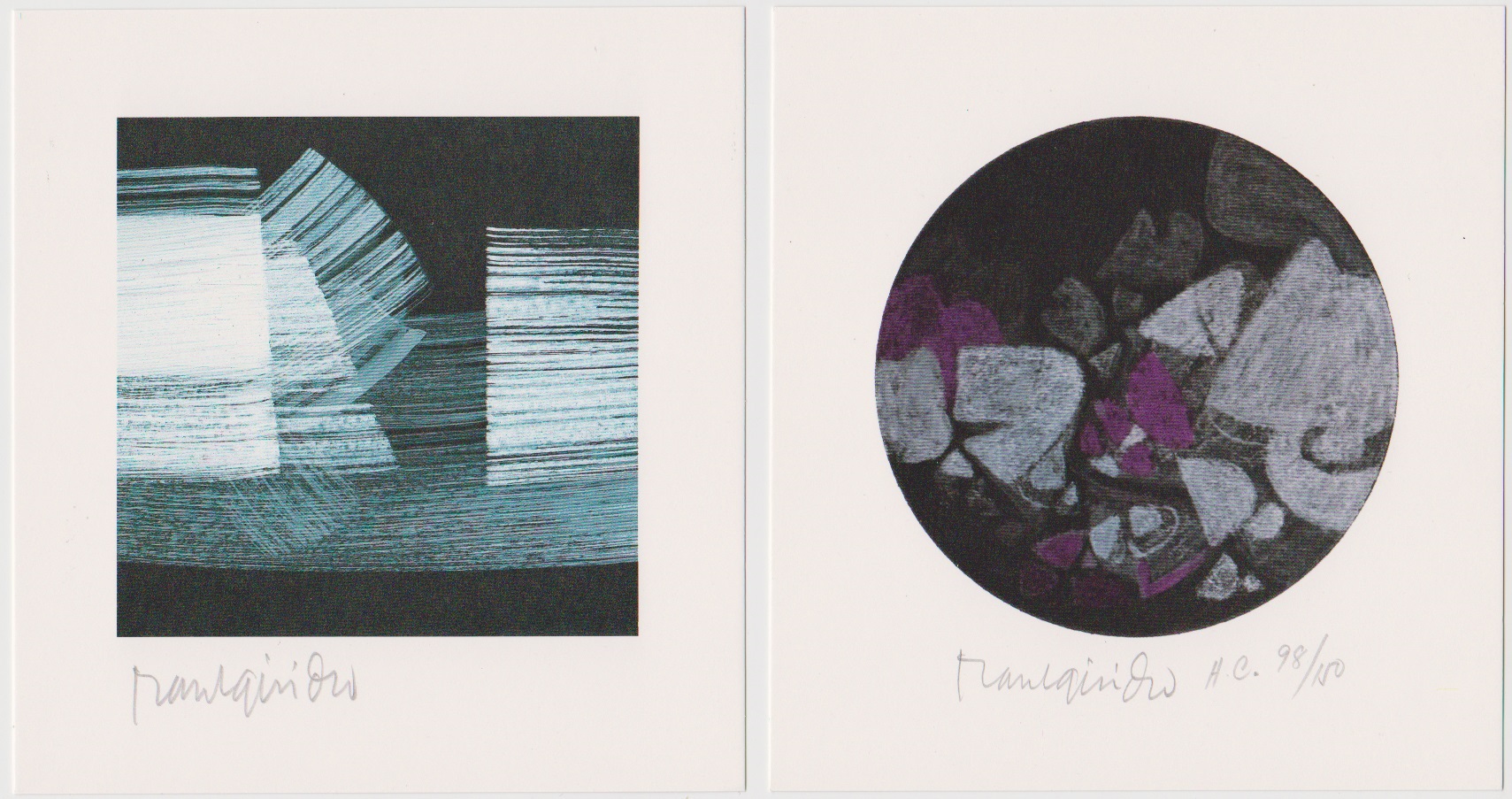 Raul Isidro - twee handgesigneerde lithografien: Abstracte Composities II en III kopen? Bied vanaf 19!