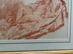 Pieter Starreveld - naakt op sofa in roodkrijt kopen? Bied vanaf 85!