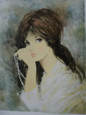 Bernard Charoy - Litho, Meisje met parelsnoer kopen? Bied vanaf 35!