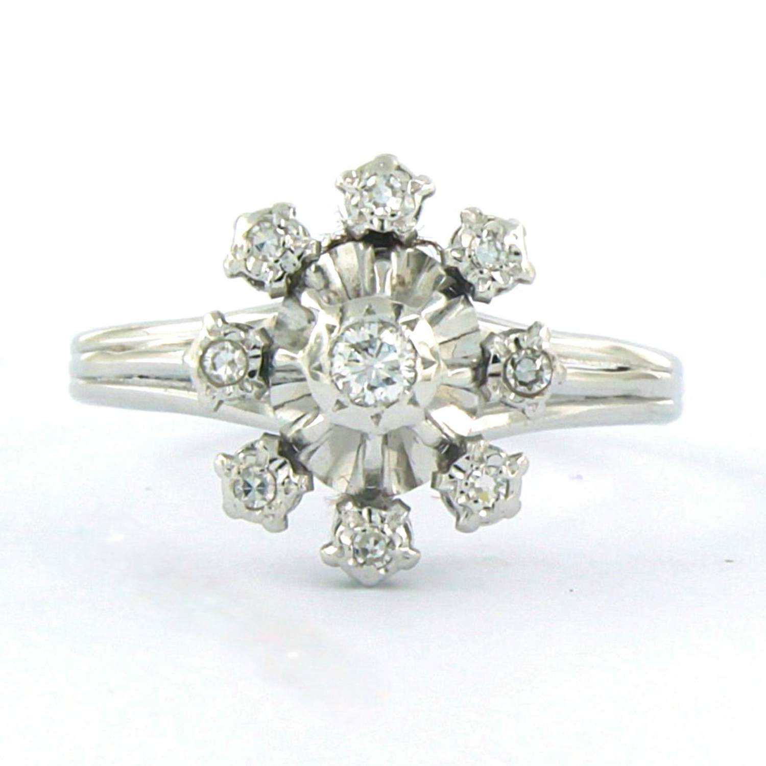 14k witgouden ring met briljant en single cut geslepen diamanten tot. 0,10ct kopen? Bied vanaf 485!