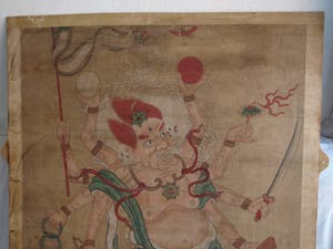 Niet of onleesbaar gesigneerd - Aquarel , “Toornige Bodhisattva” – 19e Eeuw – GROOT - Boeddhisme kopen? Bied vanaf 1!