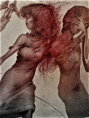 Karel Demel - Tsjechisch magisch Realist - gesigneerde Litho "de Verleiding" - oplage 130 kopen? Bied vanaf 10!