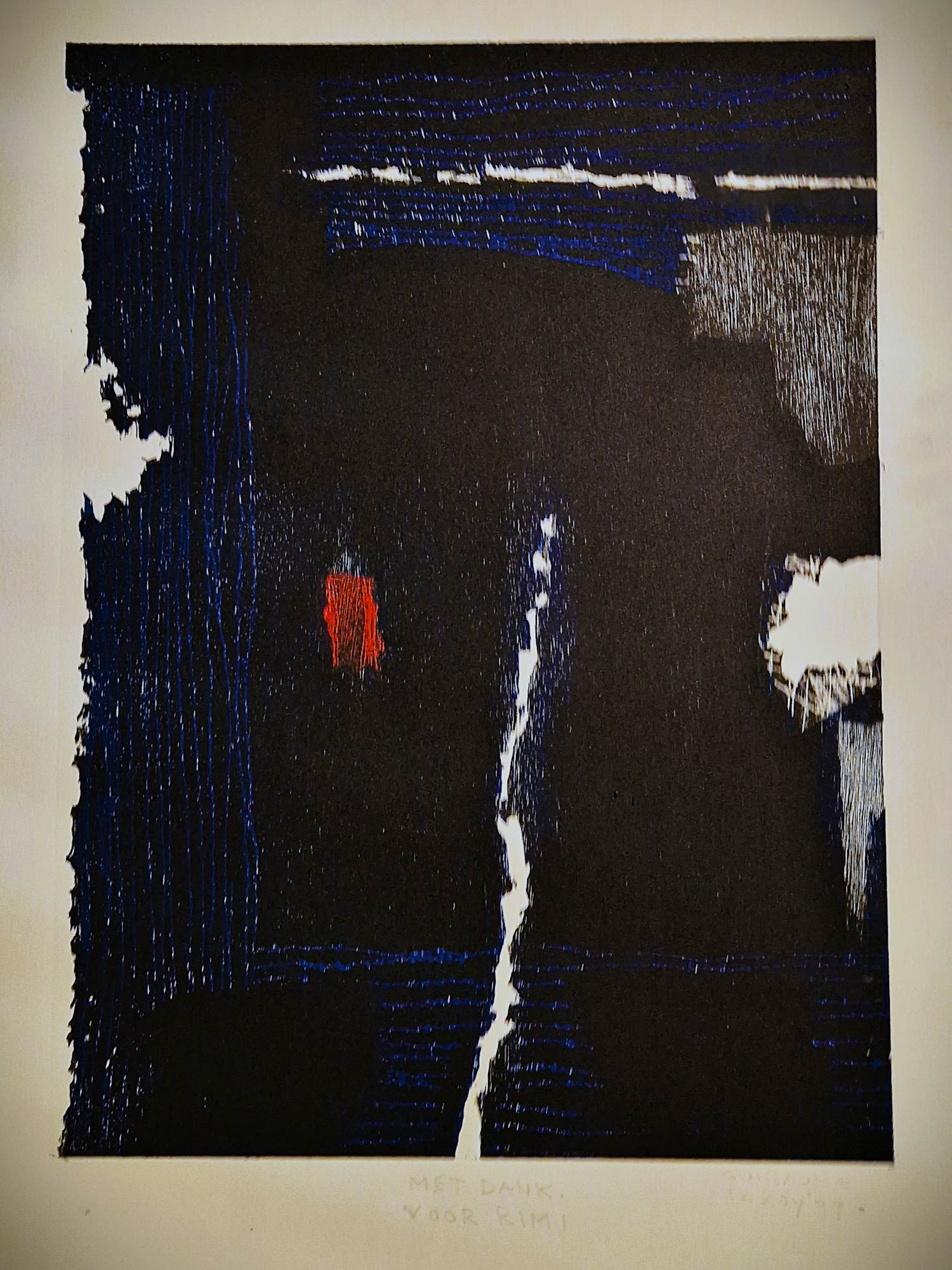 Guillaume Le Roy - grote - 1999 - E.A. kleuren lithografie met persoonl. opdracht "voor Rimi" kopen? Bied vanaf 56!