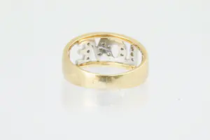 42 - Gouden bicolor 18Krt "LOVE" ring met ca 0.06 crt briljant geslepen diamant. kopen? Bied vanaf 140!