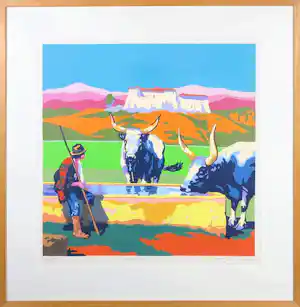 Marco Kooiman - Zeefdruk, Drinking Oxen - Ingelijst vendu pour 50€ !