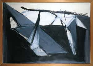 Raymond Perridon - Acryl op papier, Zonder titel - Ingelijst (Groot) verkocht voor € 1!