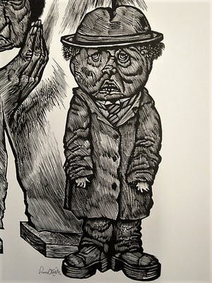 Lou Strik - Vermaard Graficus - grote Lithografie - Fantasie figuren - gesigneerd kopen? Bied vanaf 29!