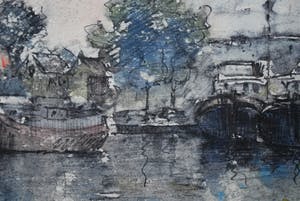 Jan van der Veer - Nieuwe Haagse School - Spaarne, Haarlem - ingelijste aquarel kaufen? Bieten Sie von 90!