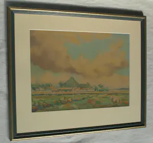 Ad Blok van der Velden - Ingelijste aquarel , Landschap Texel - 1947 kopen? Bied vanaf 250!