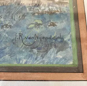 Jan Roelof van Nijendaal - Wijk bij Duurstede binnentuin met huizen en zicht op Grote Kerk kopen? Bied vanaf 179!