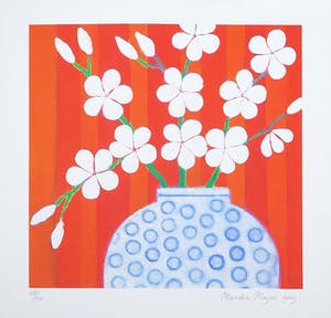 Mariska Meijers - Zeefdruk, Blossom and orange stripes kopen? Bied vanaf 1!