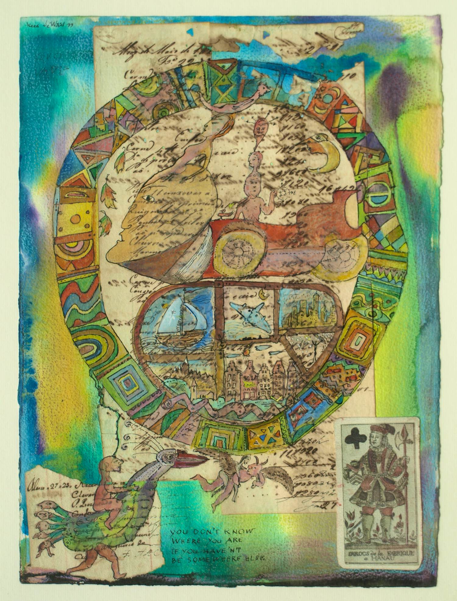 Kees de Waal - (1922-2025): Ingelijst, Gemengde techniek , ‘Quo Vadis’ – 1999 kopen? Bied vanaf 250!