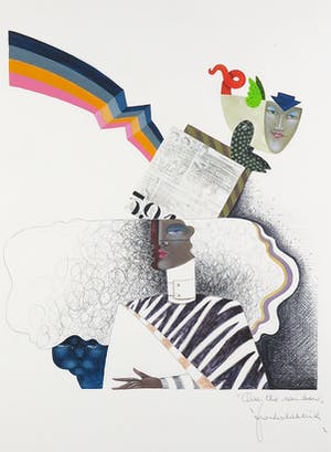 Frank Slabbinck - Gemengde techniek op papier, Over the rainbow - Ingelijst kopen? Bied vanaf 150!