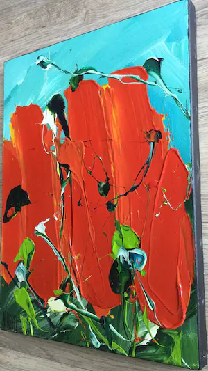 Ad van Hassel - 2 Rode Tulpen | kleurrijk olieverf schilderij kopen? Bied vanaf 45!