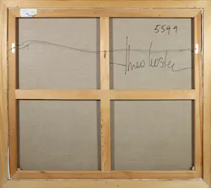 Theo Koster - Gemengde techniek op doek, Abstracte compositie - Ingelijst (Groot) kopen? Bied vanaf 1!