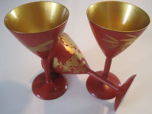 Niet of onleesbaar gesigneerd - Japans Makie lakwerk zes houten bekertjes kopen? Bied vanaf 10!