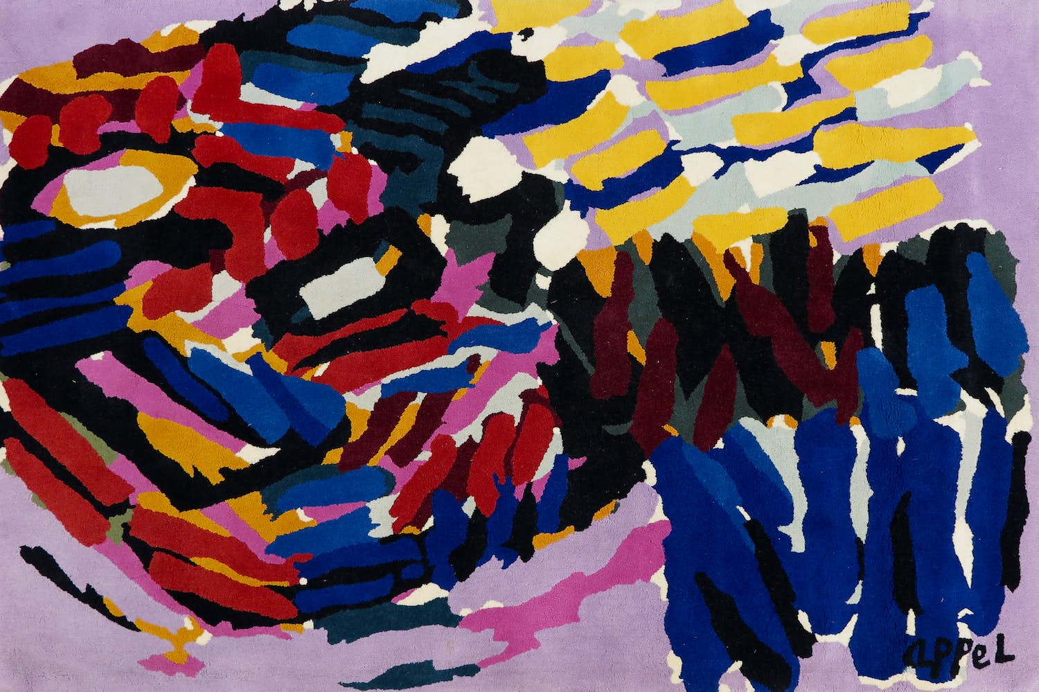 Karel Appel - Scheerwollen kleed, Stripes (Zeer groot) verkocht voor € 850!