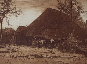 Willem Witsen - Ets/aquatint: Achterkant van een schuur/Avond Brabant - 1892 kopen? Bied vanaf 150!