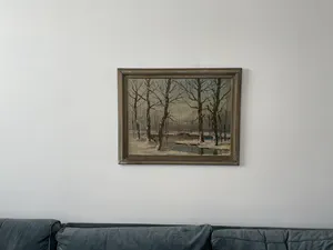 Simon Kramer - Winterlandschap met een berken en water kopen? Bied vanaf 150!