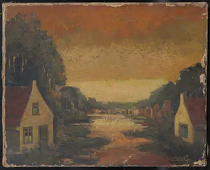 Cor de Wolff - Olieverf op doek, Landschap met huizen kopen? Bied vanaf 1!