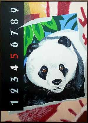 Niet of onleesbaar gesigneerd - Panda, acrylverf op doek (ingelijst, zeer groot) kopen? Bied vanaf 1!