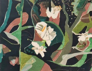 Vincent van Ojen - Abstract landschap met witte lelies kopen? Bied vanaf 50!