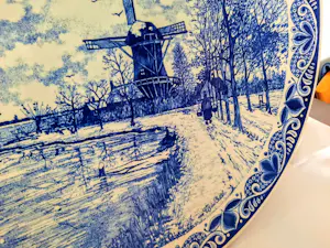 Chemkefa - Wandteller Keramik Delft Blauw Winterlandschaft nach F.J. du Chattel 70er Jahre kopen? Bied vanaf 98!