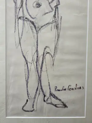 Paula Ceusters - Naakt. Staande vrouw. Krijt. kopen? Bied vanaf 39!
