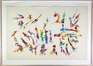 Henri Plaat - Gouache, Zonder titel - Ingelijst (Groot en zwaar) verkocht voor € 200!