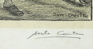 Anto Carte - Litho, Enfants aux fleurs - Ingelijst kopen? Bied vanaf 1!