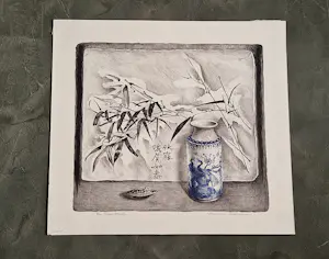 Hans van Dokkum - Fraaie handgekleurde Lithografie "Chinees stilleven" - zeer kleine oplage (9) kopen? Bied vanaf 36!