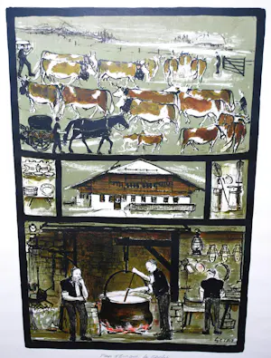 Jean-Louis Getaz - "Pays d'Enhaut, le chalet" - kleurenlitho - Zwitserland Schweiz kopen? Bied vanaf 75!