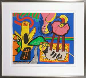 Corneille - Litho, Rêves d'aquatique - Ingelijst verkocht voor € 200!