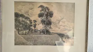 Simon Moulijn - Simon Moulijn (1866–1948) – Landschap litho 1933 – ingelijst kopen? Bied vanaf 50!