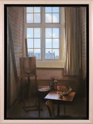 Gerard Huysman - Olieverf op paneel van het atelier van de kunstenaar - Ingelijst kopen? Bied vanaf 600!