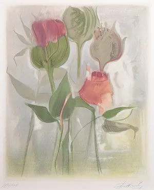 Karl-Heinz Steib - Litho, Bloemen - Ingelijst kopen? Bied vanaf 1!