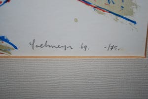 Leo Poelmeijer - Abstracte litho uit 1969, ingelijst kopen? Bied vanaf 50!